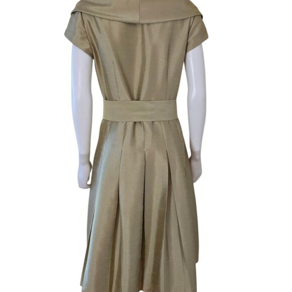 Jessica Howard Elegant Pleated Party Evening Tie Waist Dress - Picture 4 of 12